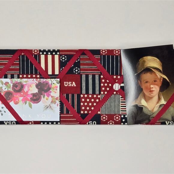 NWOT Mini French Memory Board Americana Red White Navy Blue Stars & Stripes - Picture 6 of 6